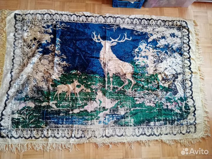 Ковер плюшевый СССР с оленями. Лот 20