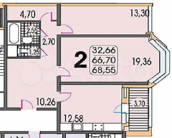 2-к. квартира, 69 м², 16/17 эт.