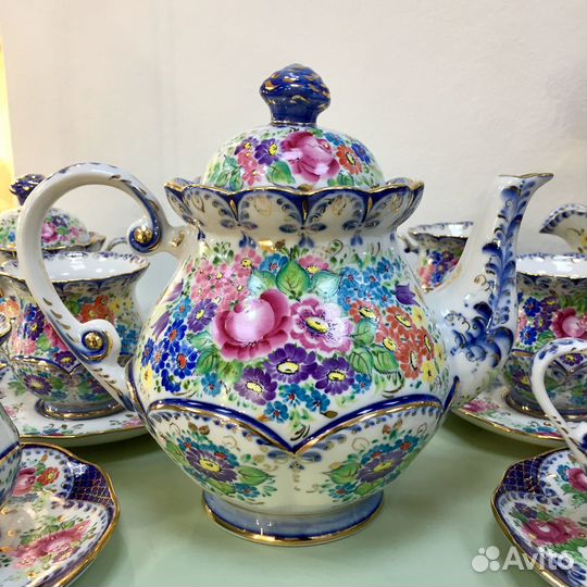 Коллекционная гжель сервиз чайный