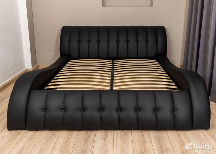 Кровать 200х200 черный экокожа мадрид