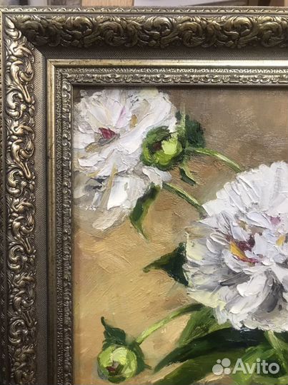 Картина маслом. «Пионы в белом кувшине»
