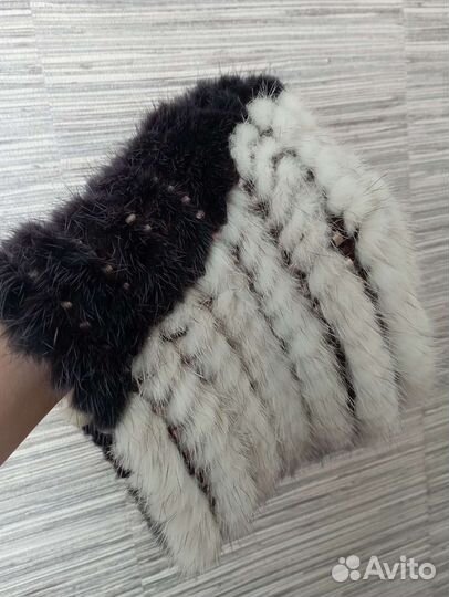 Шапка норковая женская вязаная