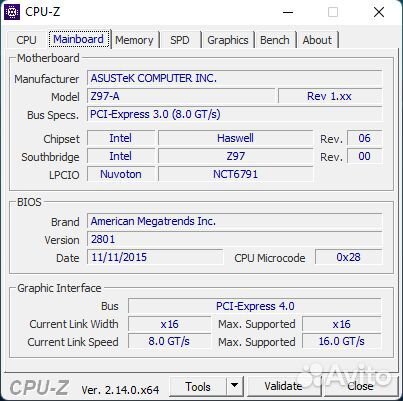 Материнская плата asus Z97-A, Kingston HyperX 32GB