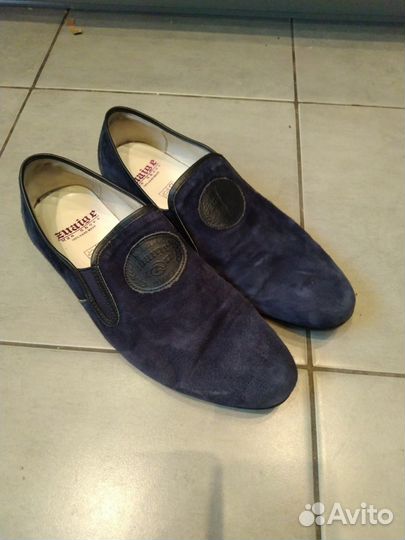 Ботинки велюровые синие