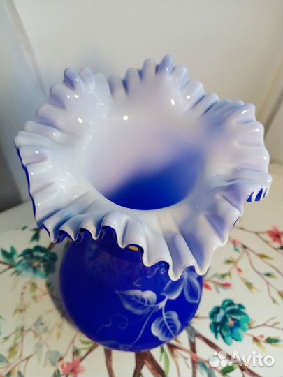 Ваза богемская стекло. Чехословакия винтаж