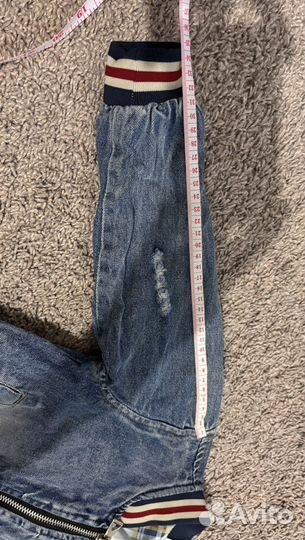 Джинсовая детская куртка-бомбер 92