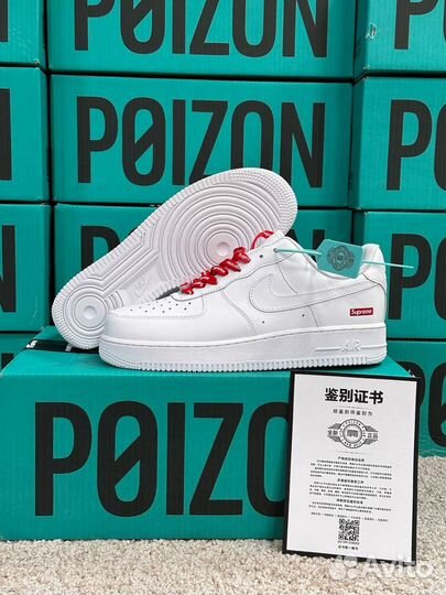 Nike Air Force 1 Supreme Белые Оригинал Poizon