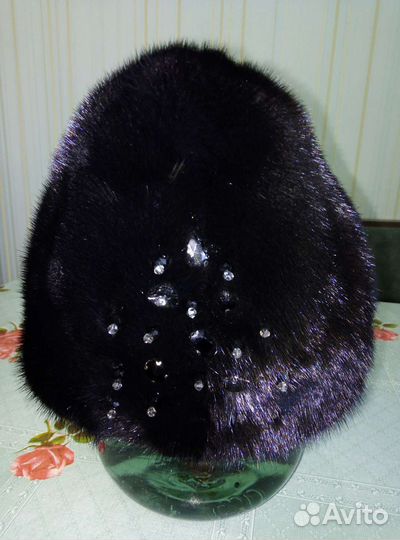 Шапка норковая женская черная