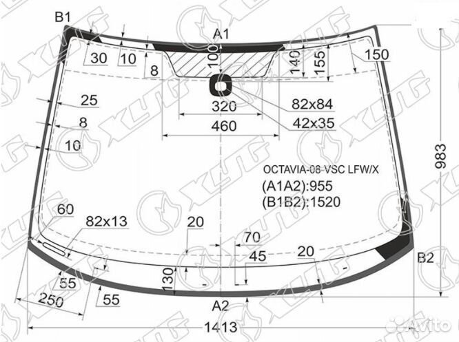 Лобовое стекло на skoda octavia II 09-13 с дд