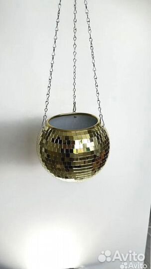 Кашпо из диско шара / кашпо из зеркальной мозаики