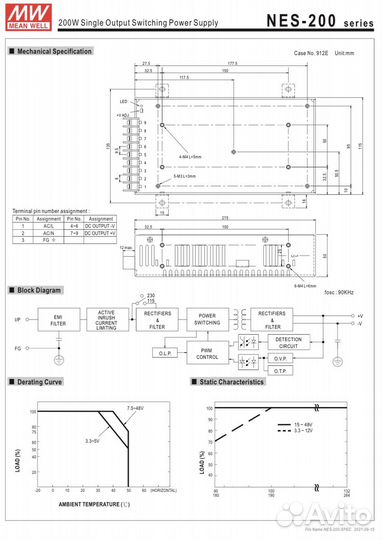 Блок питания 48В 200Вт Mean Well