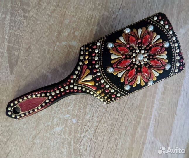 Комплект щётка для волос и зеркало красное