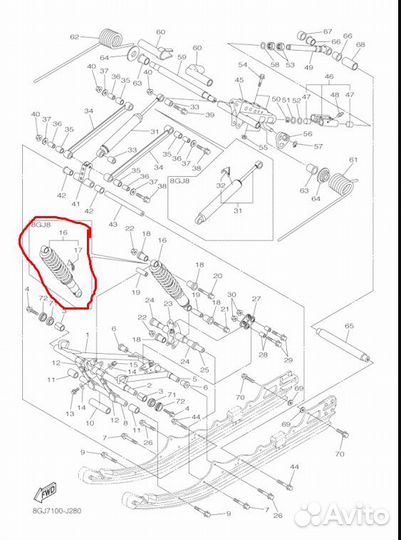 8GJ-47481-20-00 Амортизатор, Yamaha