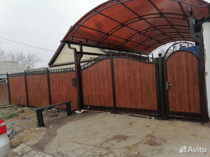 Навесы из поликарбоната, профнастила, заборы