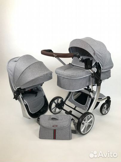 Коляска Luxmom 608 серый 2в1