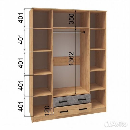 Шкаф распашной 4х створчатый с зеркалом