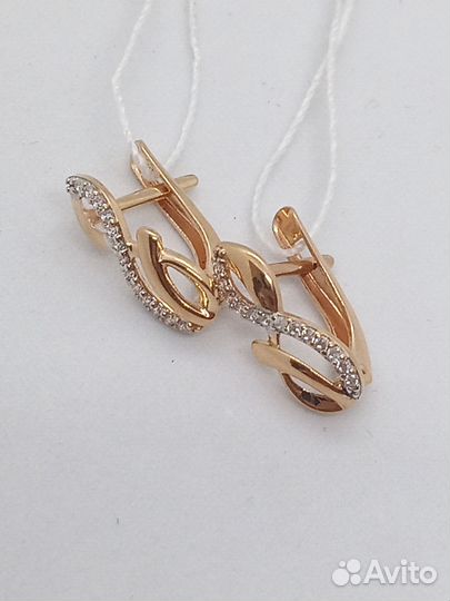 Золотые серьги с фианитом