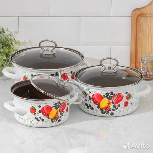 Набор кастрюль 'Сластёна', 3 предмета 1,9 л, 2,5 л