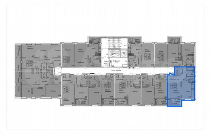 1-к. квартира, 44,3 м², 15/17 эт.