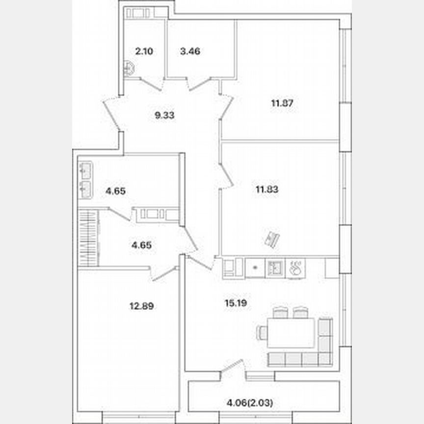 3-к. квартира, 78 м², 10/12 эт.
