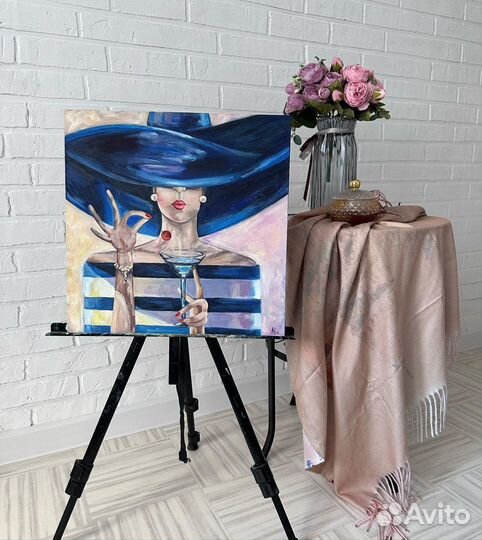 Картина с девушкой, масло, 40*40 см