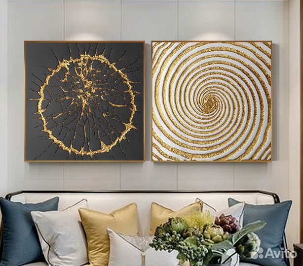 Стильные картины с поталью Золото