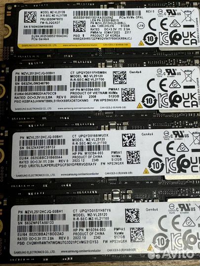 SSD m.2 Nvme 512Gb Samsung, WD, Hynix и т.д, новые