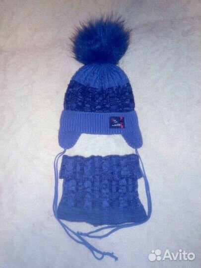 Шапка и шарф - комплект на мальчика от 1 года