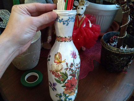 Стеклянная ваза.Декупаж.Ручная работа