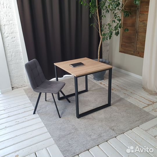 Компьютерный стол Лофт Дуб 80*70 см. Черные ножки