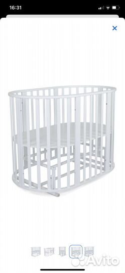 Детская кроватка с маятником (матрасы, постельное)