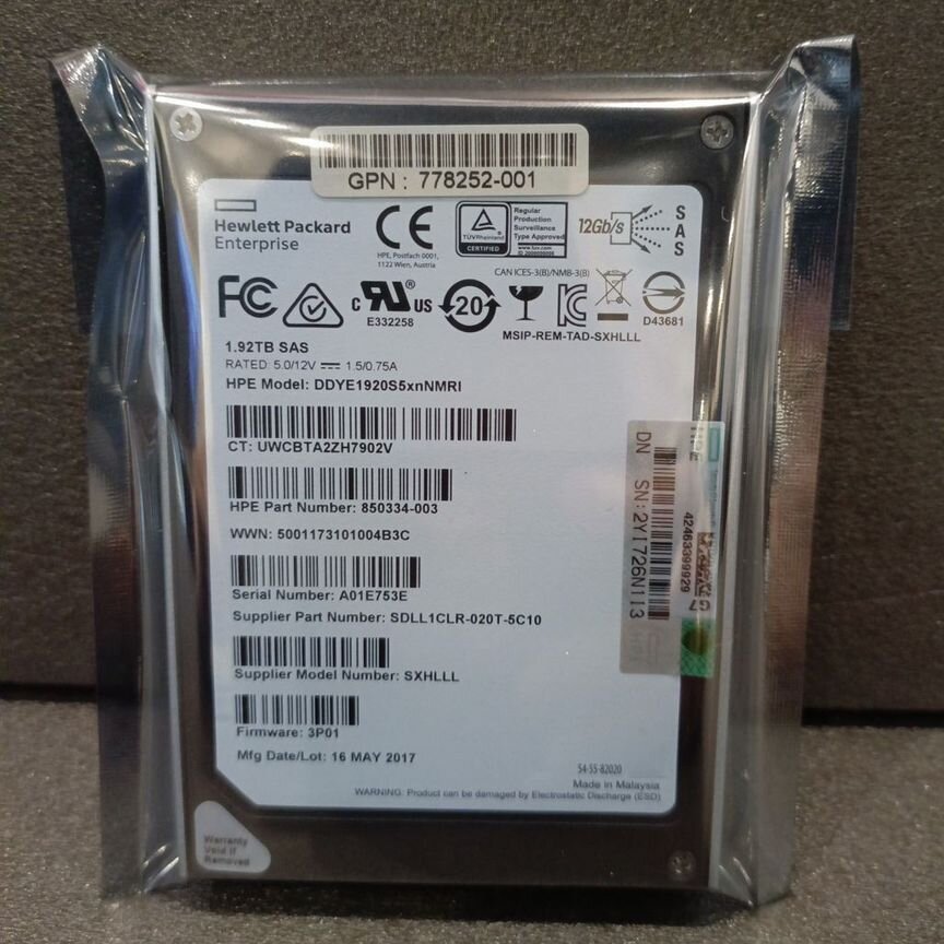 [850334-003] Ssd Hp 1.92tb 12gb/S 2,5" (Ddye1920s5xnnmri) 850334-003