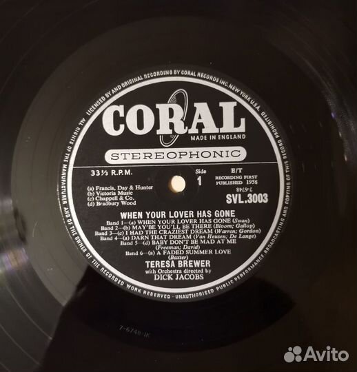 Teresa Brewer When Your Lover Has Gone 1959 UK LP