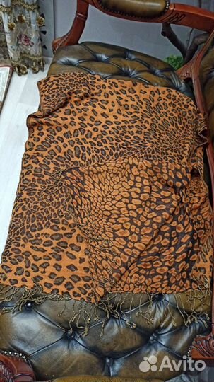 Палантин cavalli теплый леопардовый принт италия