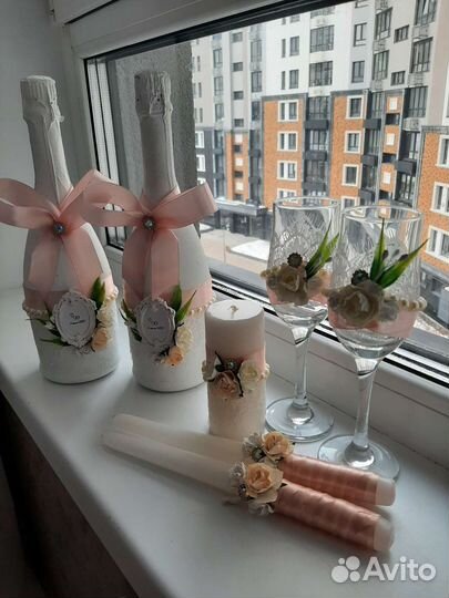 Свадебный набор аксессуары декор бутылок