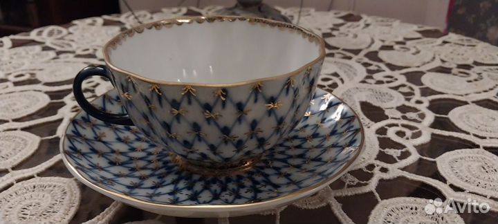 Чайный сервиз кобальтовая сетка СССР