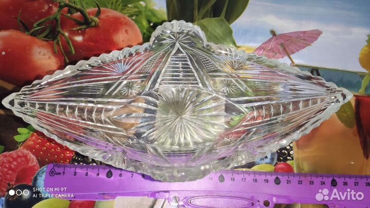 Хрустальная конфетница Лодочка