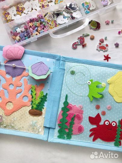 Игрушка ручной работы, фетровая книга Море