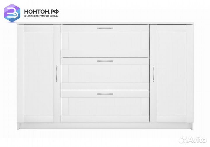Комод с дверцами Сириус 3 ящика белый