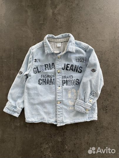 Джинсовая рубашка GJ и кофта zara 12-18 мес