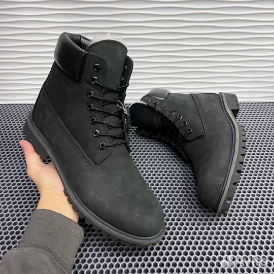 Ботинки timberland черные зимние на меху