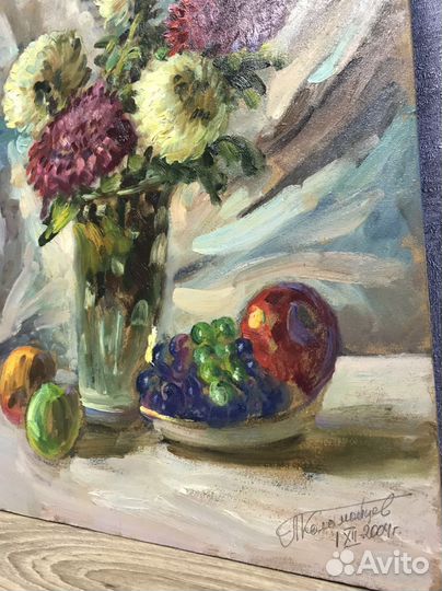 Картина П. М. Коломойцев. Хризантемы