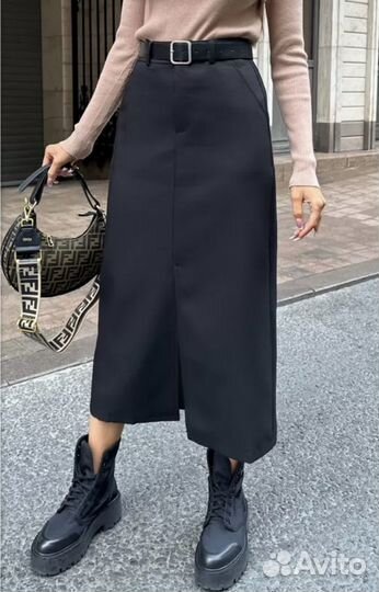 Юбка миди с разрезом