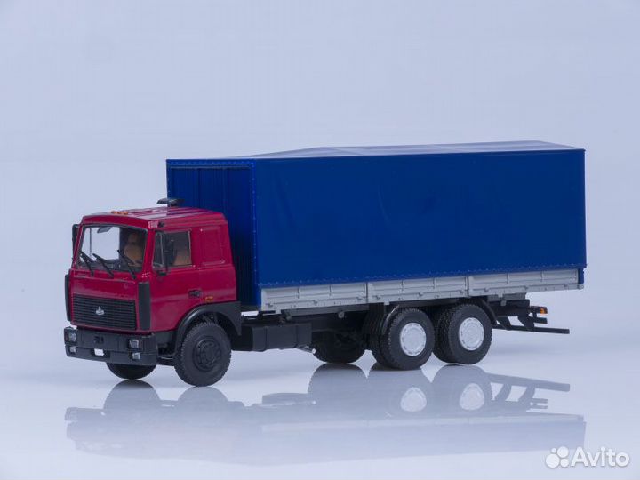 1:43 Масштабная модель маз-6303 бортовой с тентом