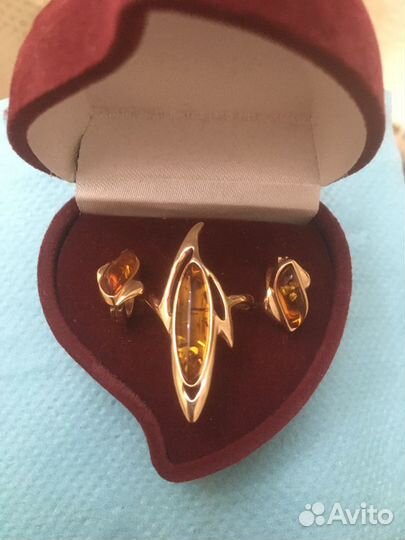 Комплект серьги и кольцо золото