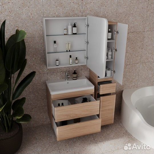 Мебель для ванной Style Line Атлантика 70 подвесная ясень перламутр