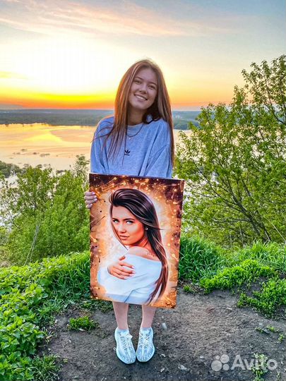 Портрет фото на холсте под заказ, дрим арт, шарж