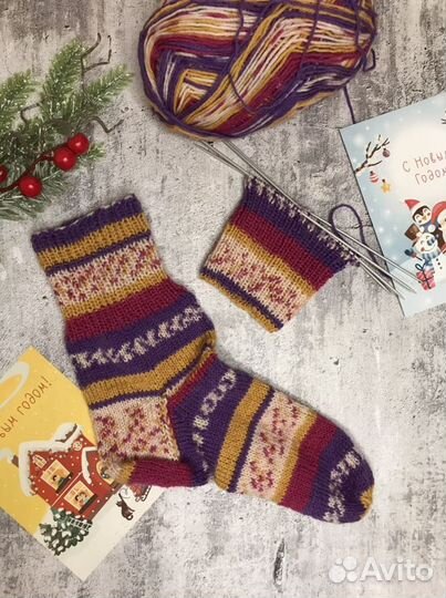 Носки ручной вязки шерстяные