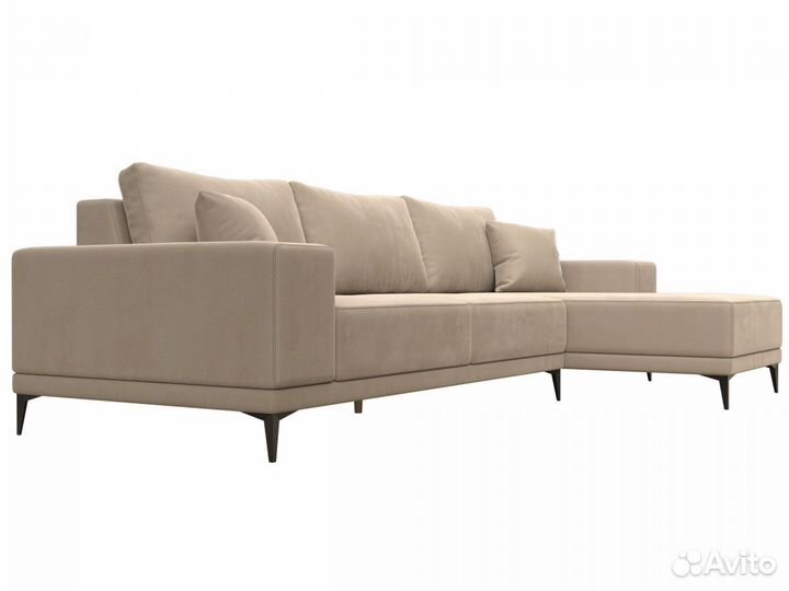 Диван угловой Льюес правый, велюр, бежевый. Москва