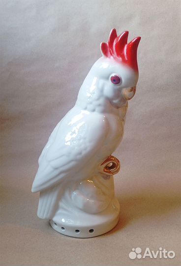 Фарфоровая статуэтка-светильник. Попугай Какаду